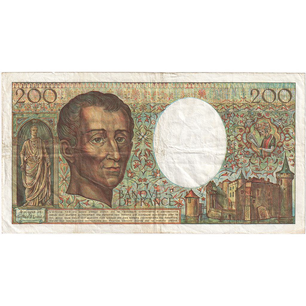 Francja, 200 Francs, Montesquieu, 1981, H.005, VF(30-35), Fayette:70.01, KM:155a