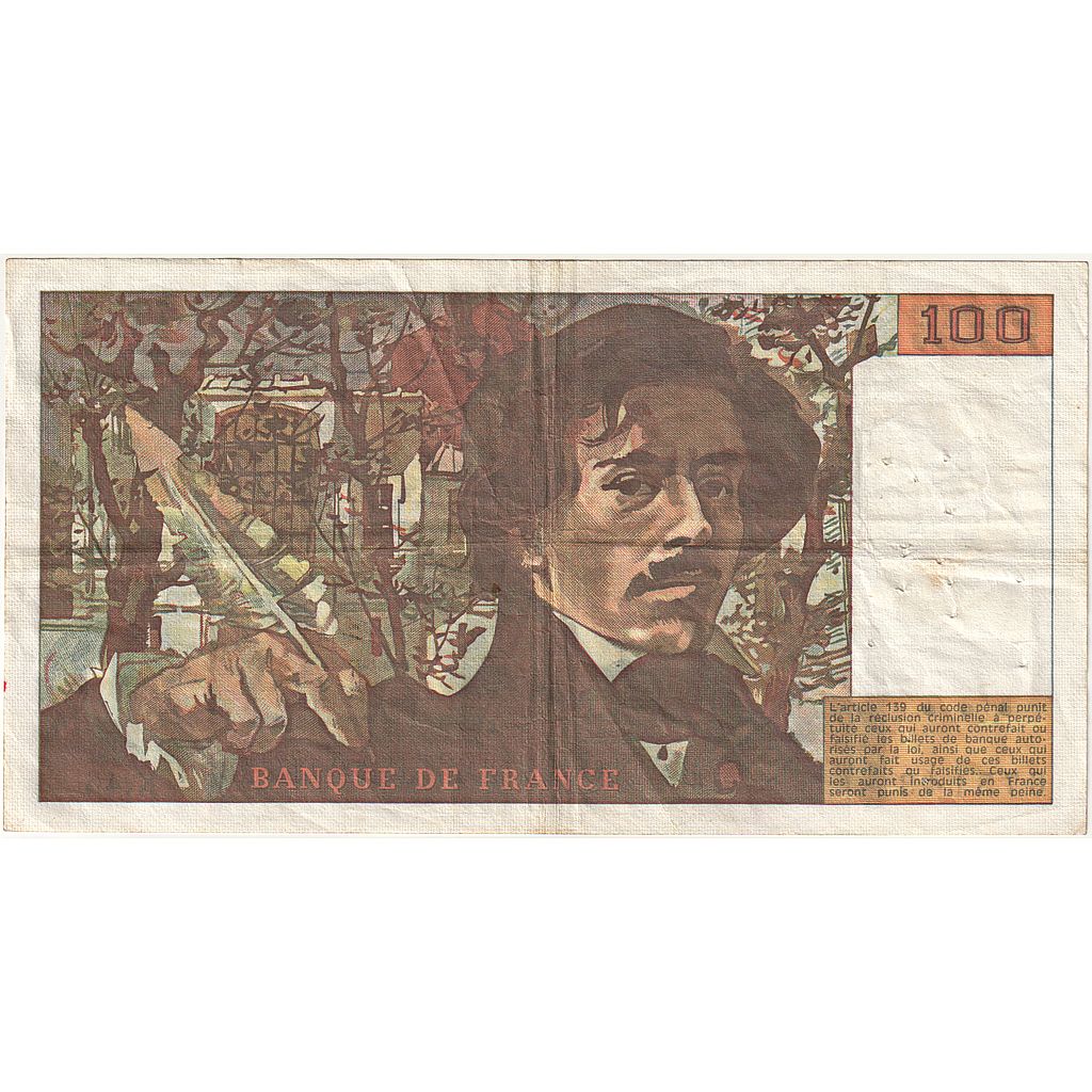 Frankreich, 100 Francs, Delacroix, 1981, K.46, S+, Fayette:69.05, KM:154b