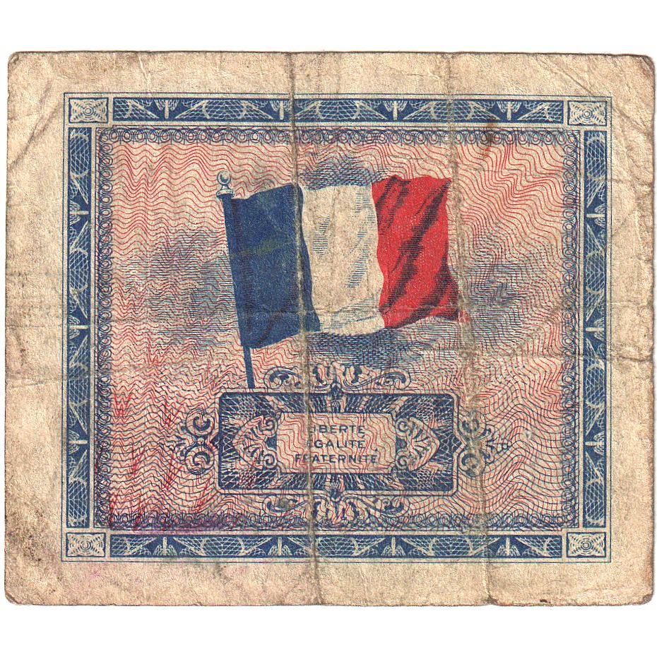 France, 5 Francs, Drapeau/France, 1944, B, Fayette:17.01, KM:115a