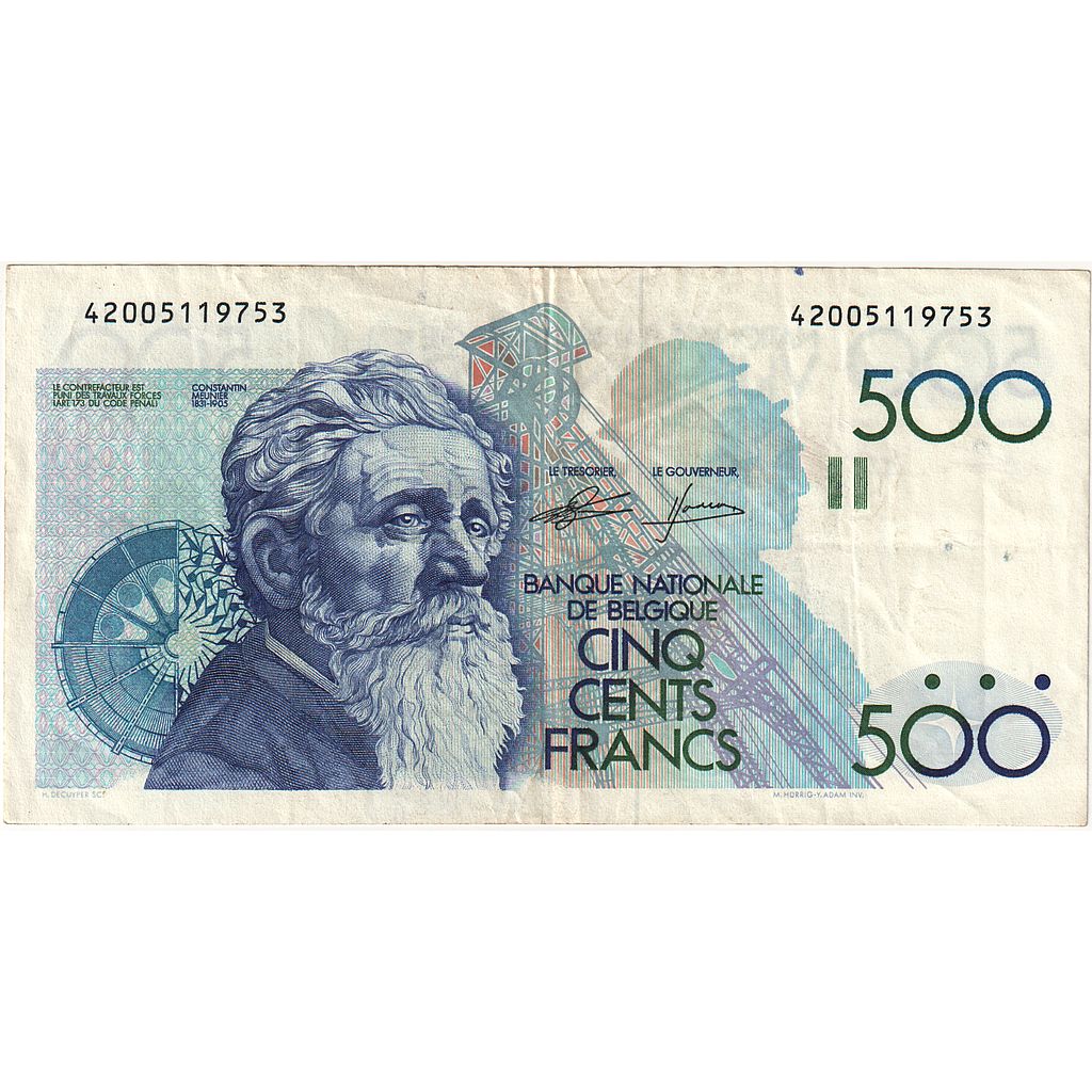 Belgium, 500 Francs, AU(50-53)