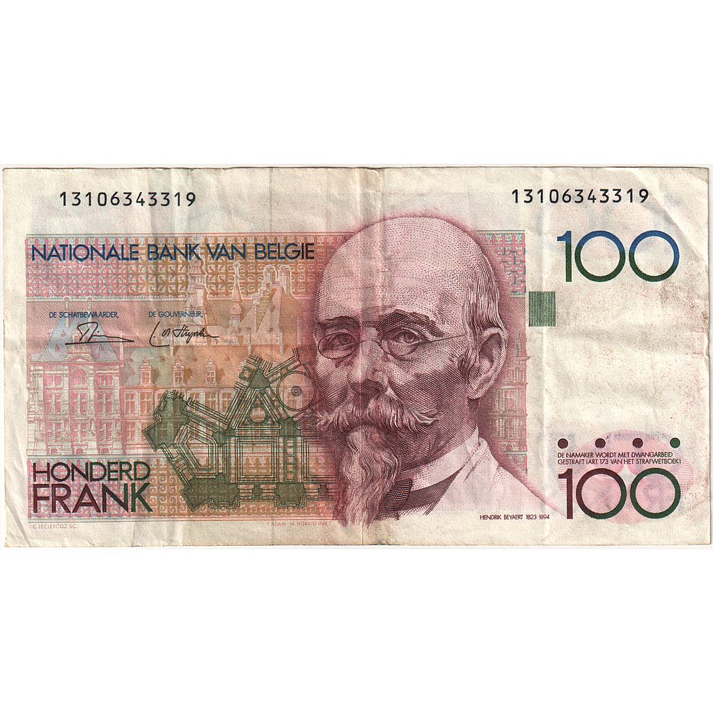 Geldschein, Belgien, 100 Francs, 1981-1982, Undated (1982-1994), KM:142a, S+