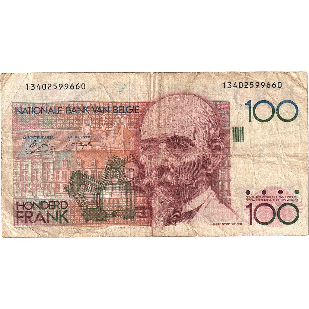 Banknote, Belgium, 100 Francs, 1981-1982, Undated (1982-1994), KM:142a, F(12-15)