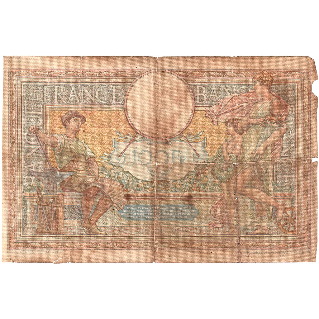 France, 100 Francs, Luc Olivier Merson, 1939, O.66135, AB, Fayette:25.46, KM:86b