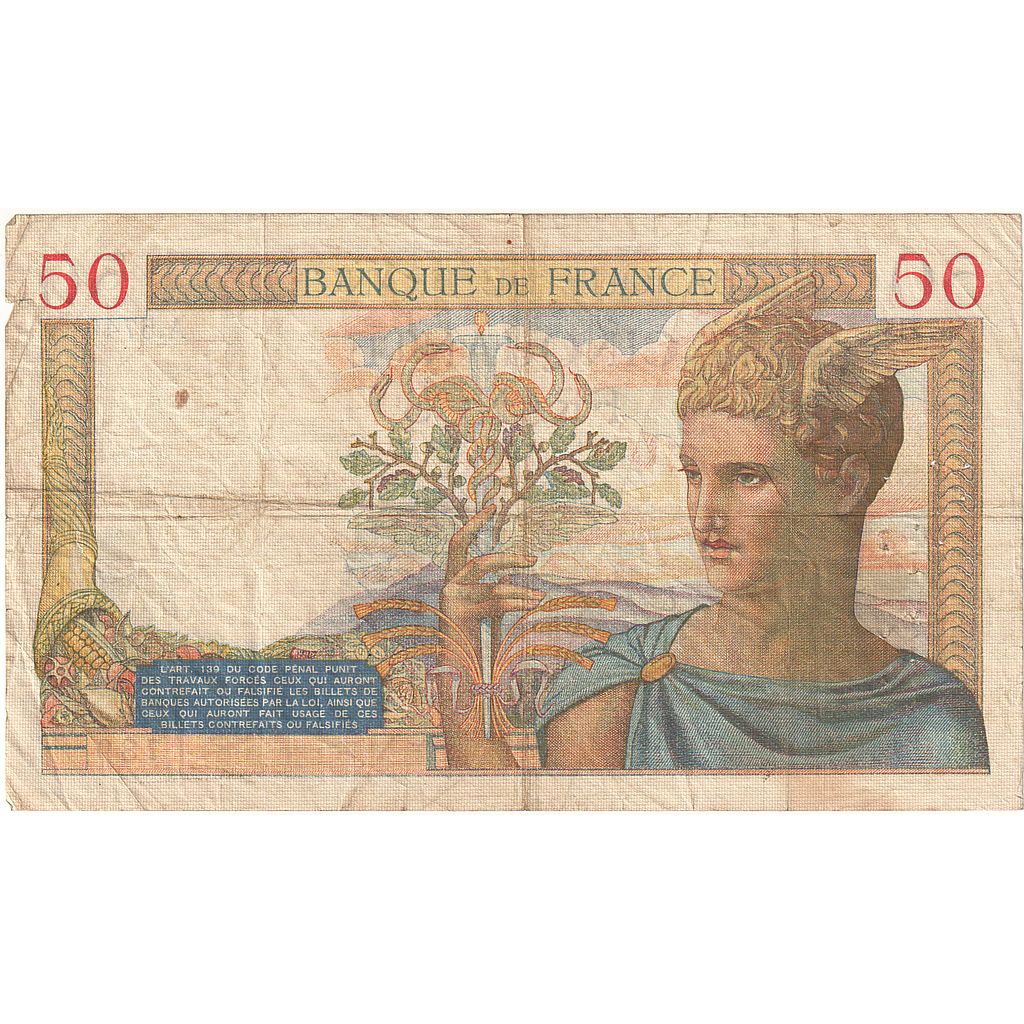 Frankrijk, 50 Francs, Cérès, 1937, A.5746, TB, Fayette:17.35, KM:81