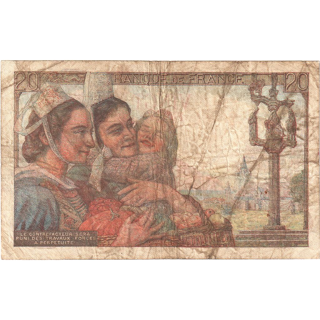 Francia, 20 Francs, Pêcheur, 1949, E.194, MB, Fayette:13.14, KM:100c