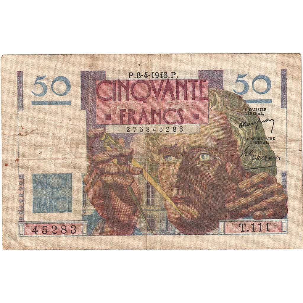 Frankrijk, 50 Francs, Le Verrier, 1948, T.111, TB, Fayette:20.10, KM:127b