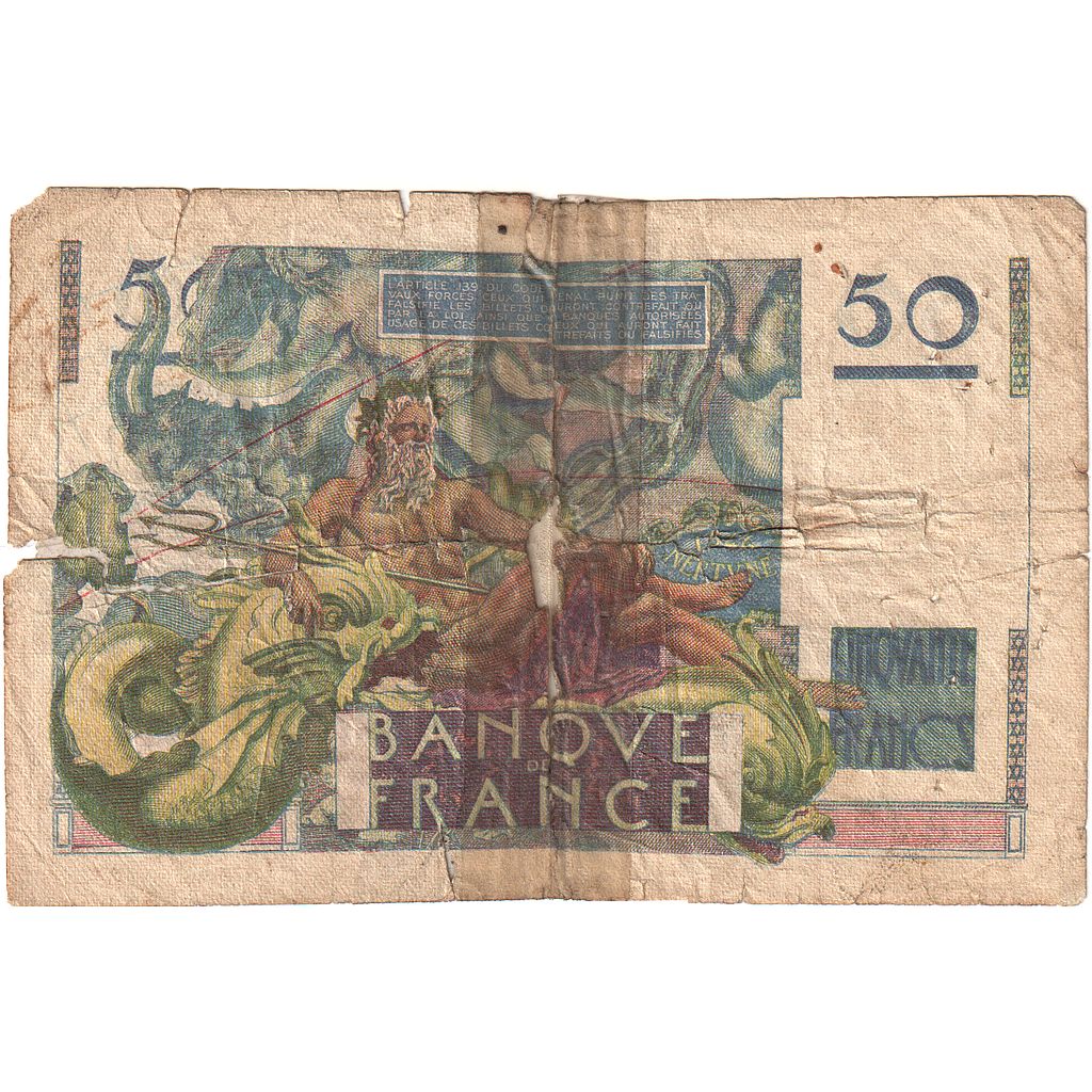 Francia, 50 Francs, Le Verrier, 1947, N.95, MC, Fayette:20.9, KM:127b