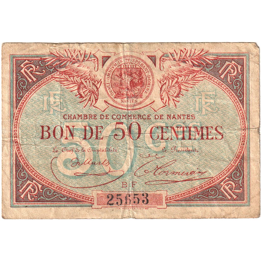 Francia, Nantes, 50 Centimes, MB, Pirot:88-3