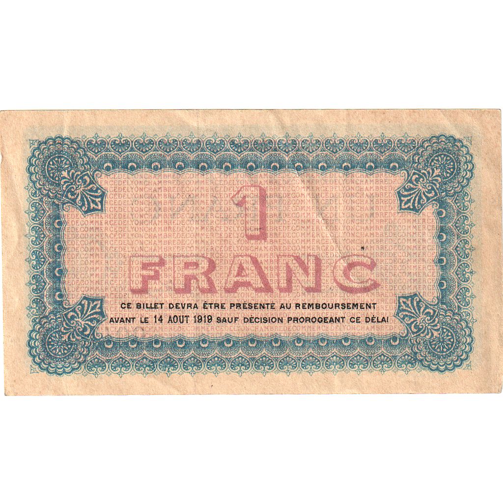 Francja, Lyon, 1 Franc, 1914, Chambre de Commerce, AU(55-58), Pirot:77-1