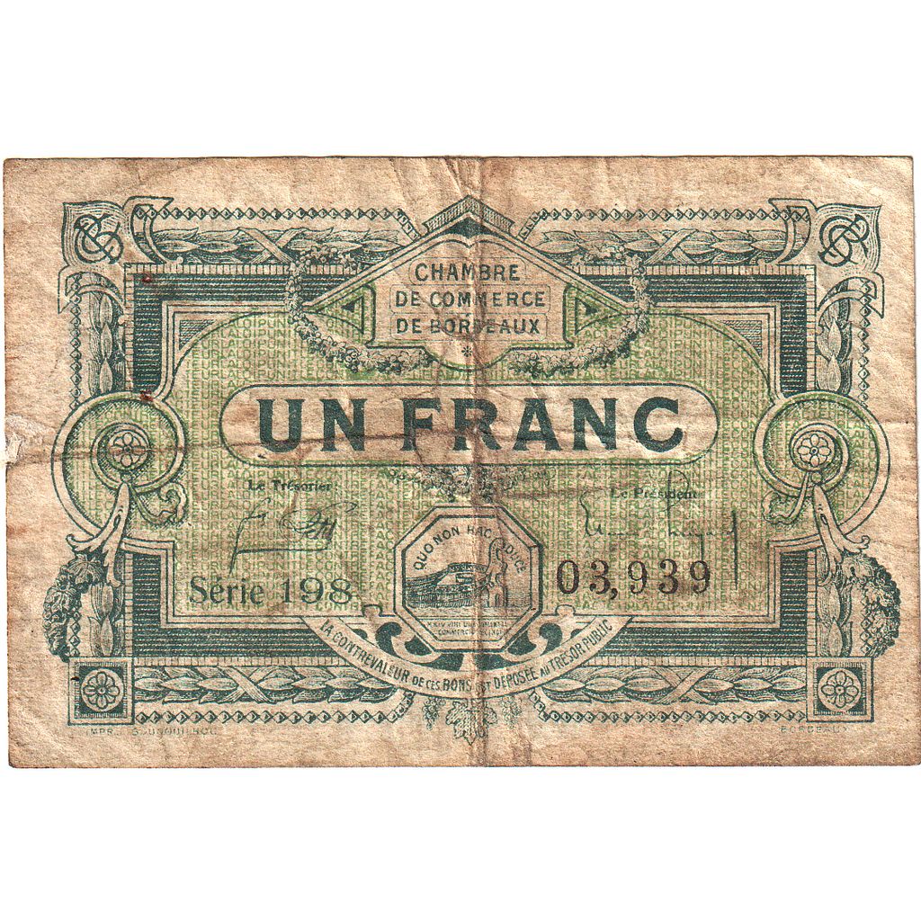 França, Bordeaux, 1 Franc, 1920, F(12-15), Pirot:30-26