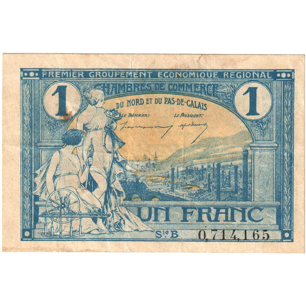 France, NORD-PAS DE CALAIS, 1 Franc, 1918-1925, VF(20-25), Pirot:94-5