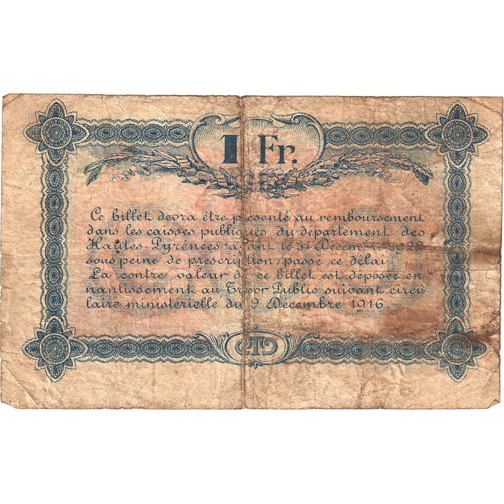 France, Tarbes, 1 Franc, 1917, TB, Pirot:120-18