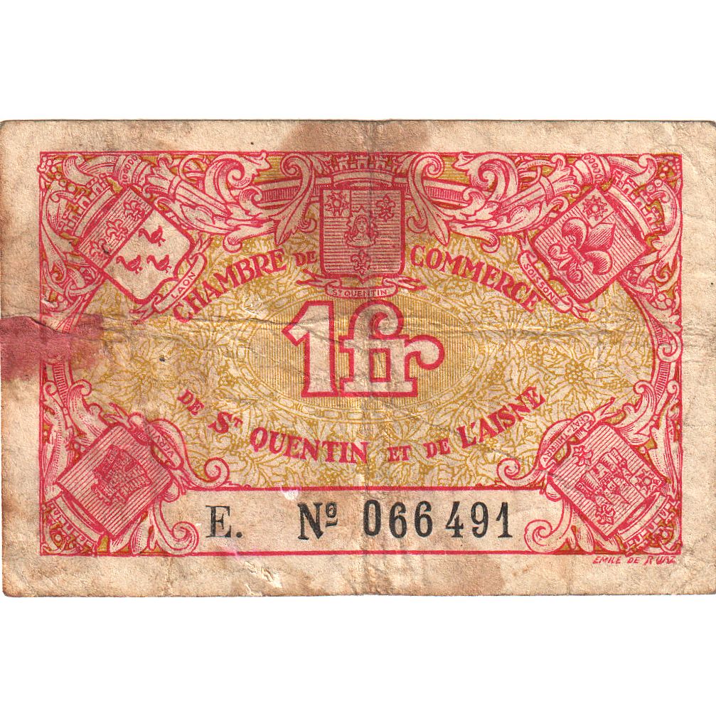France, Saint-Quentin, 1 Franc, VF(20-25), Pirot:116-3