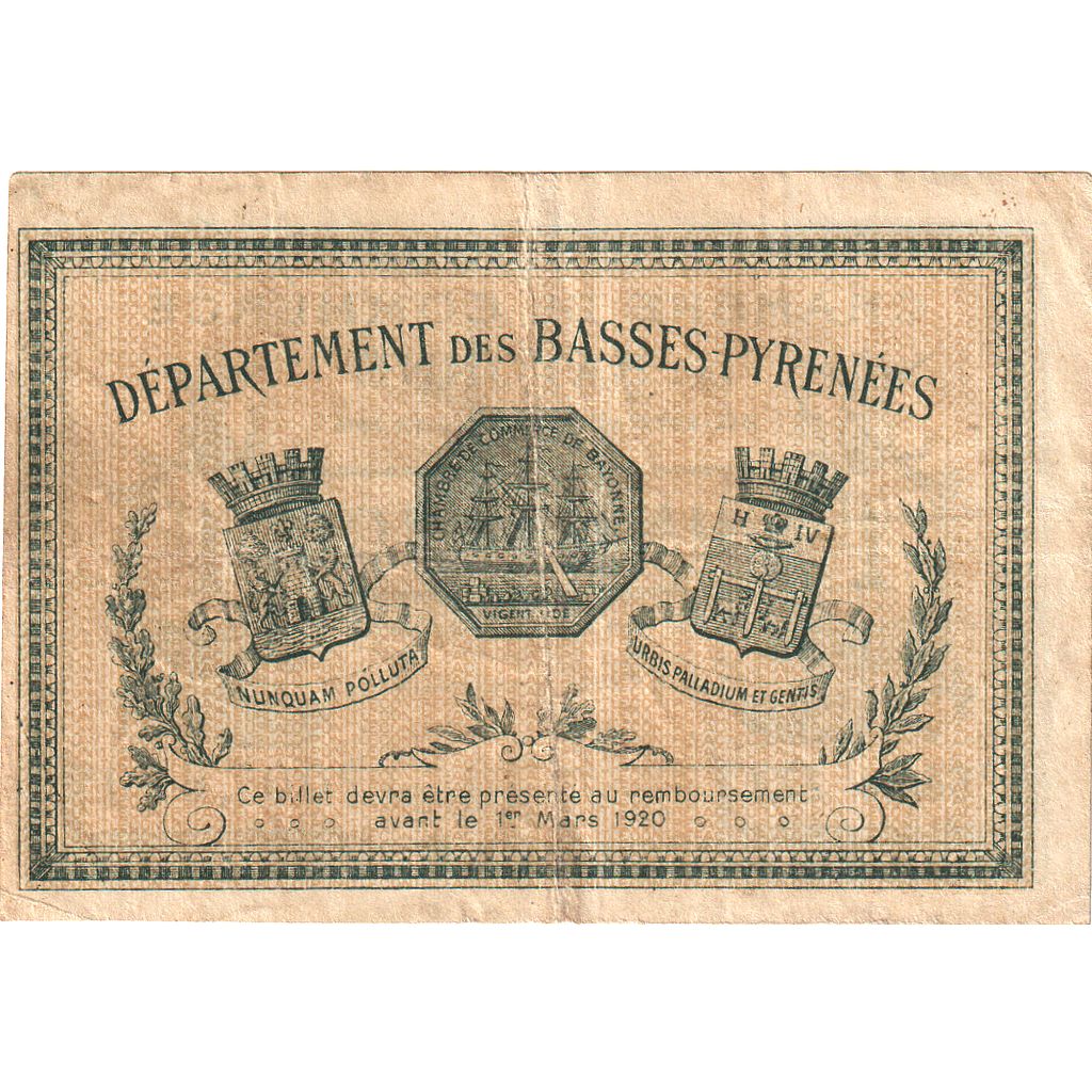 França, Bayonne, 1 Franc, 1915, Chambre de Commerce, VF(30-35), Pirot:21-13
