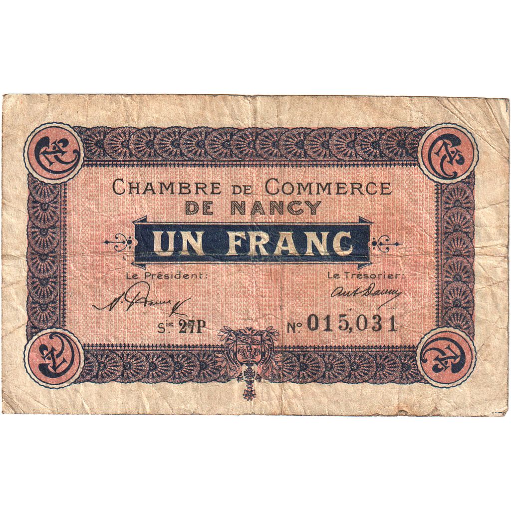 França, Nancy, 1 Franc, 1921, VF(20-25), Pirot:87-49
