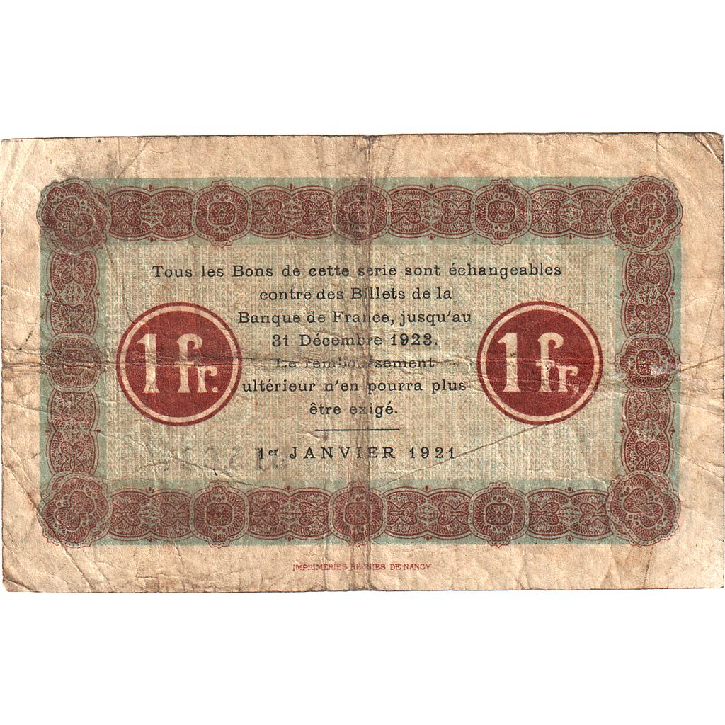 França, Nancy, 1 Franc, 1921, VF(20-25), Pirot:87-49