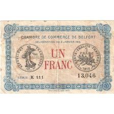 France, Belfort, 1 Franc, 1916, TTB, Pirot:23-40