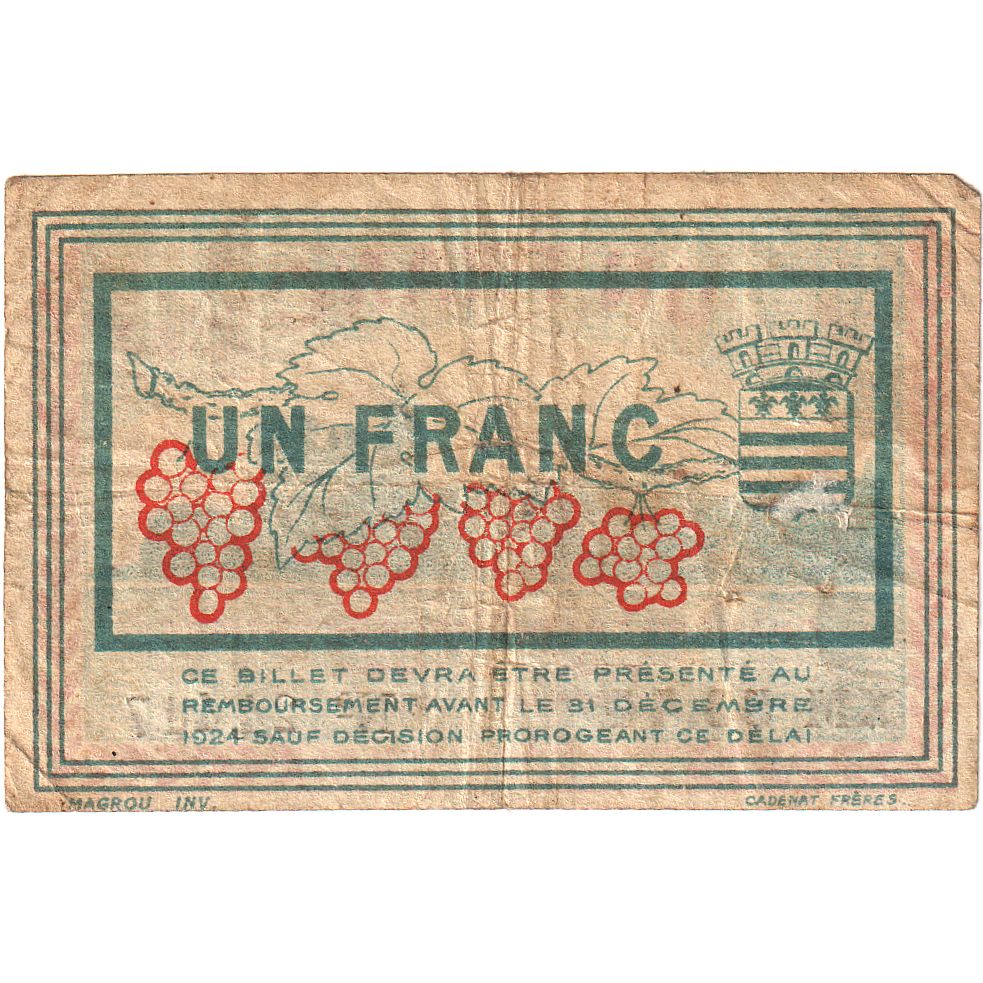 Frankreich, Béziers, 1 Franc, 1920, S, Pirot:27-30