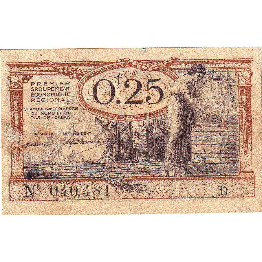 France, NORD-PAS DE CALAIS, 25 Centimes, EF(40-45), Pirot:94-3