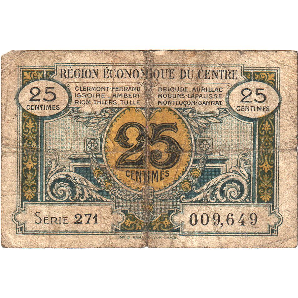 Francia, Région centre, 25 Centimes, RC, Pirot:40-1