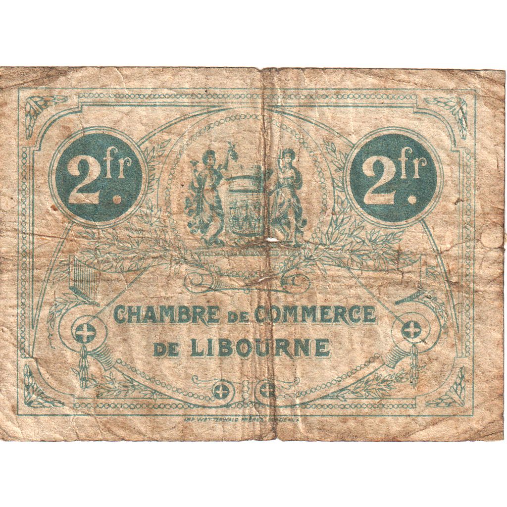 France, Libourne, 2 Francs, 1920, VG(8-10), Pirot:72-34