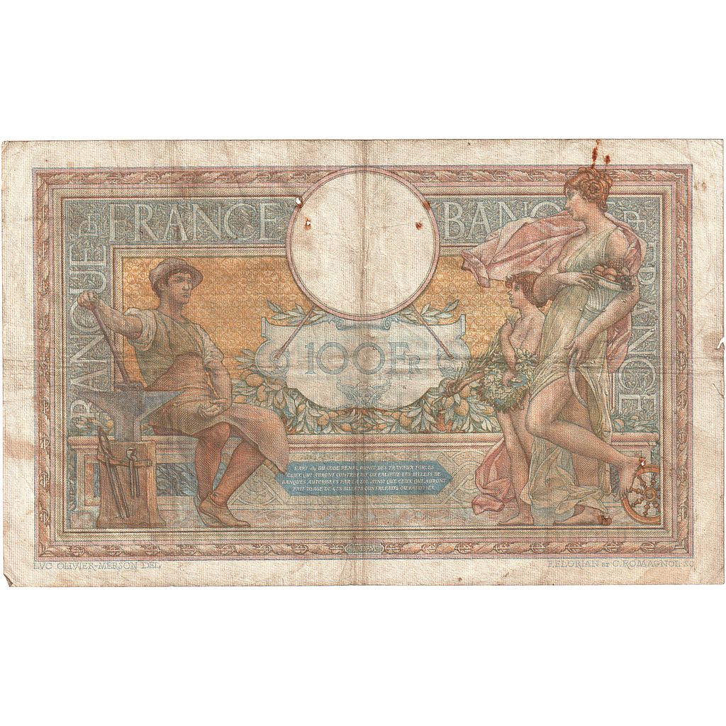 France, 100 Francs, Luc Olivier Merson, 1938, U.58049, TB, Fayette:25.12, KM:86b