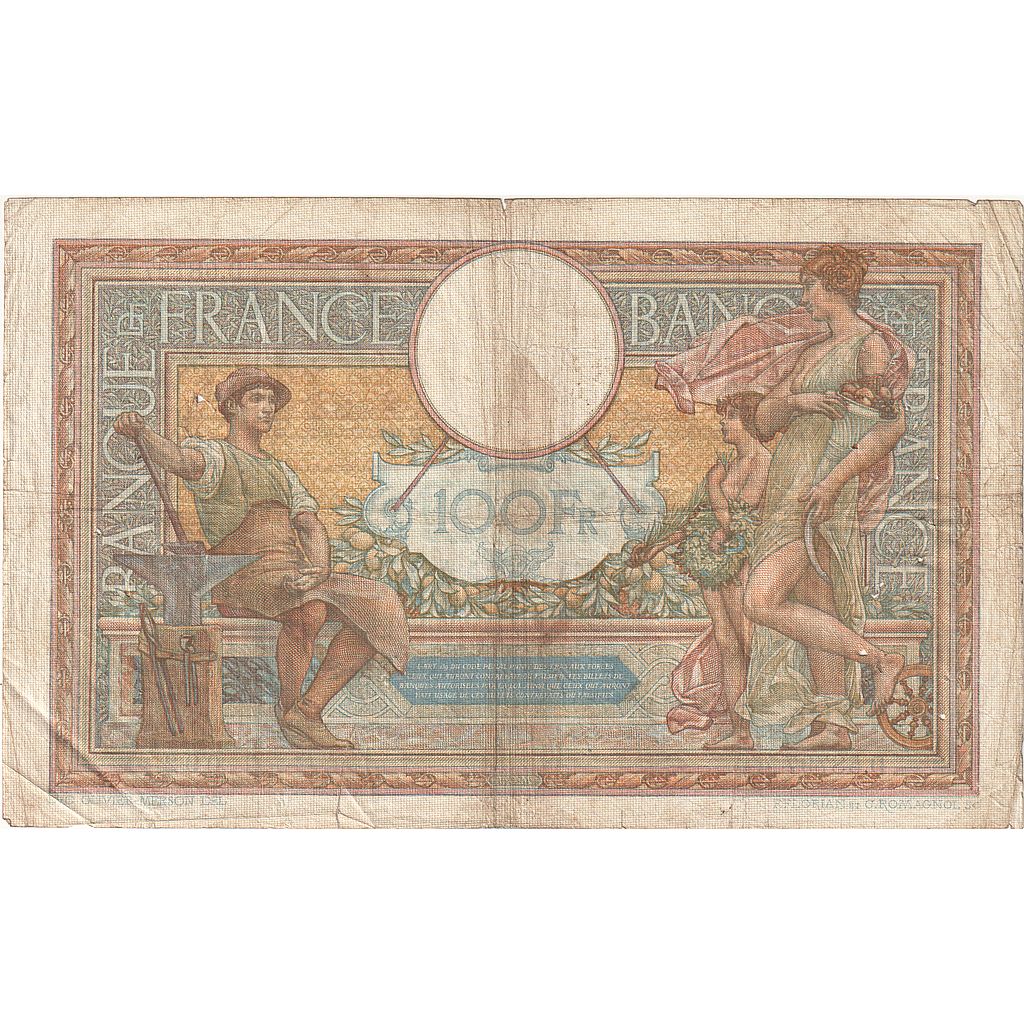 Francja, 100 Francs, Luc Olivier Merson, 1938, D.58797, VG(8-10), Fayette:25.12