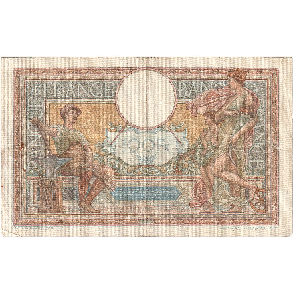 Francja, 100 Francs, Luc Olivier Merson, 1938, B.59843, VF(20-25)