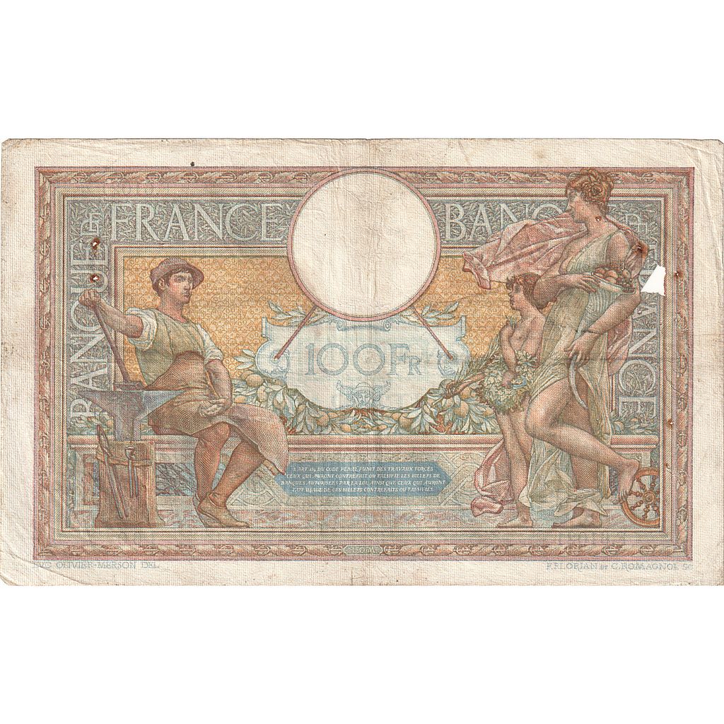 France, 100 Francs, Luc Olivier Merson, 1938, F.61021, VG(8-10), Fayette:25.32