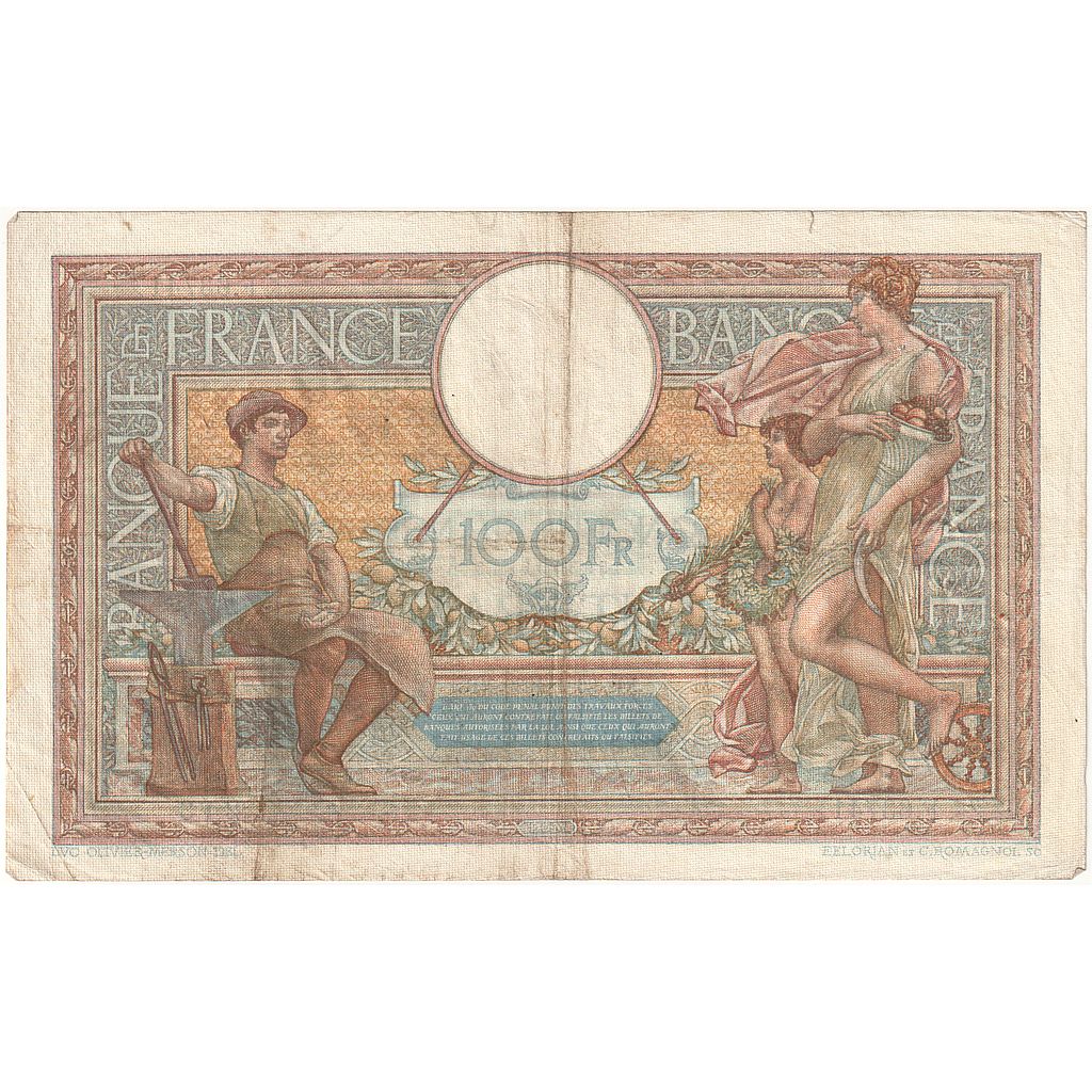 France, 100 Francs, Luc Olivier Merson, 1939, F.63741, VF(30-35), Fayette:25.40