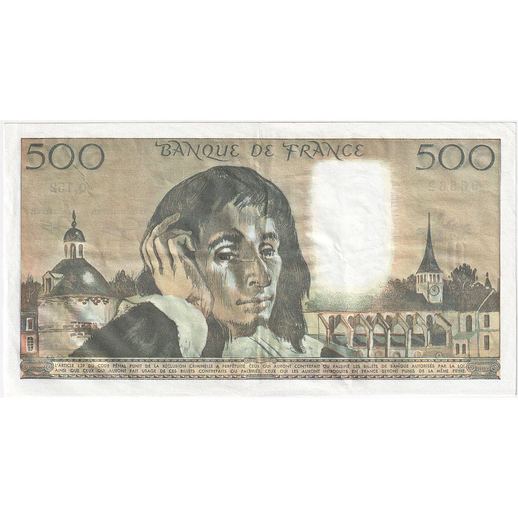 France, 500 Francs, Pascal, 1982, Q.152, AU(55-58), Fayette:71.26, KM:156e