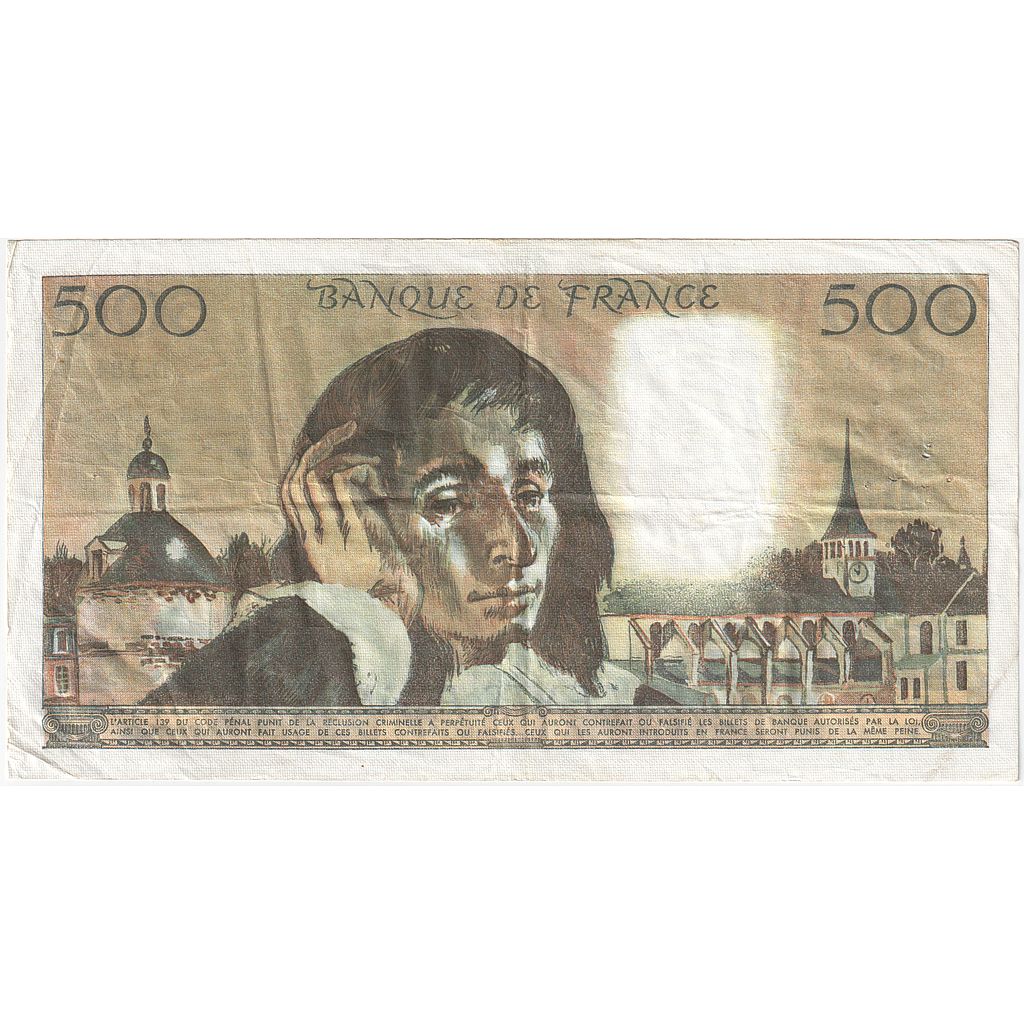 France, 500 Francs, Pascal, 1981, D.134, EF(40-45), Fayette:71.23, KM:156e