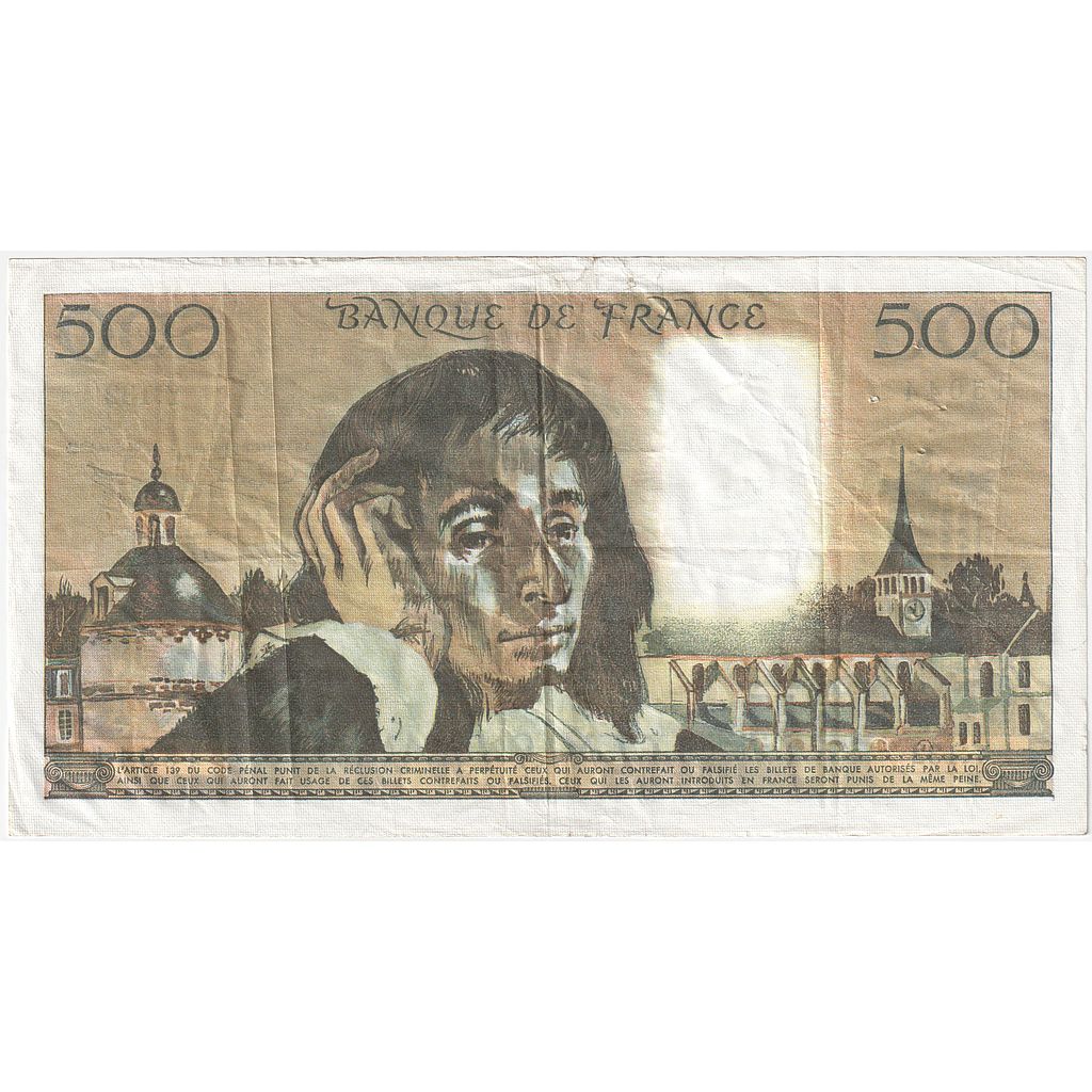 France, 500 Francs, Pascal, 1981, Y.132, EF(40-45), Fayette:71.23, KM:156e