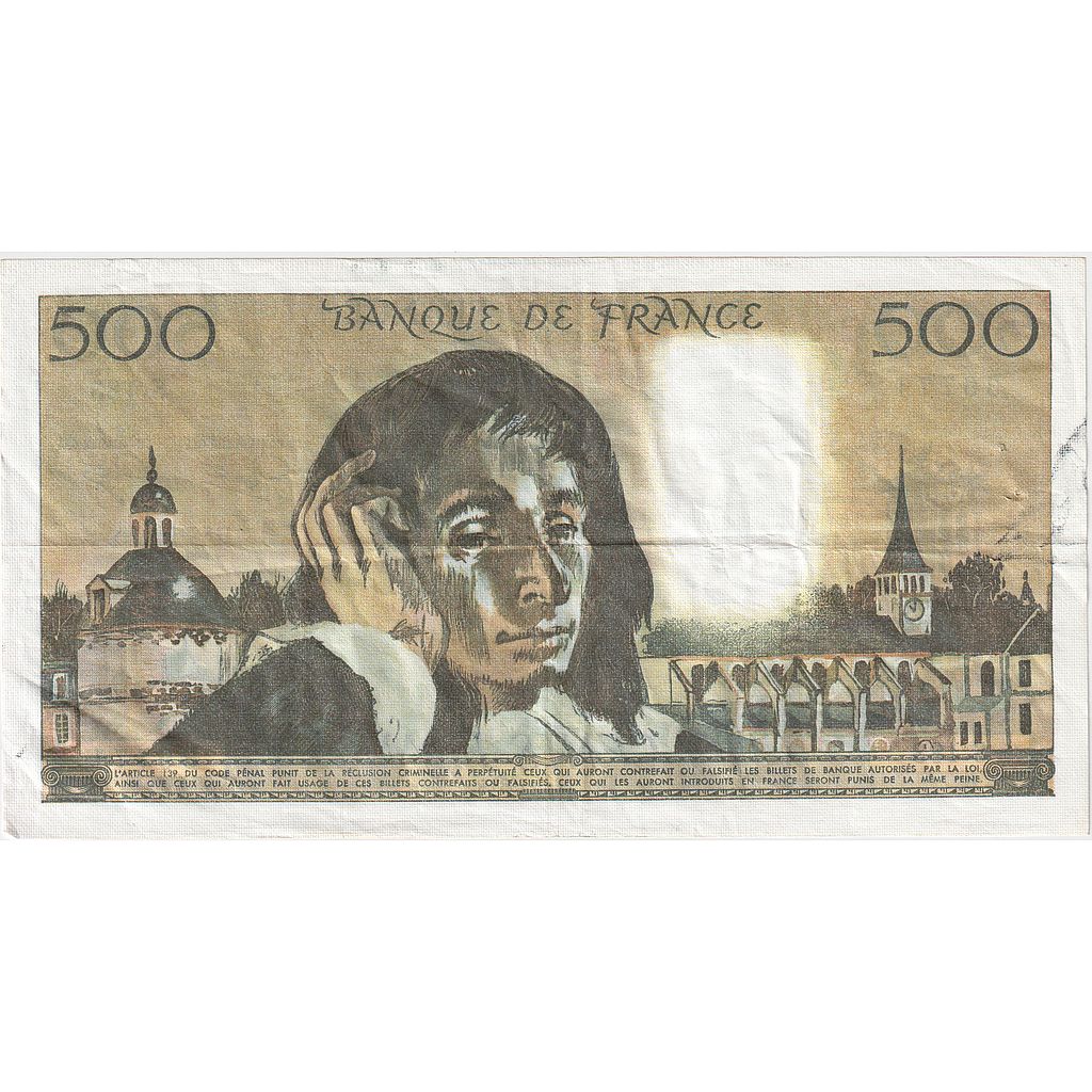 Francia, 500 Francs, Pascal, 1983, S.183, BB, Fayette:71.28, KM:156e
