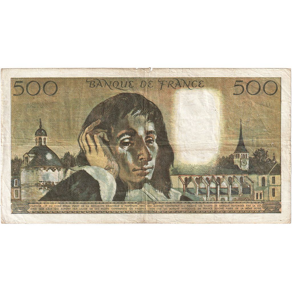 Francia, 500 Francs, Pascal, 1970, G.23, BC, Fayette:71.5, KM:156a
