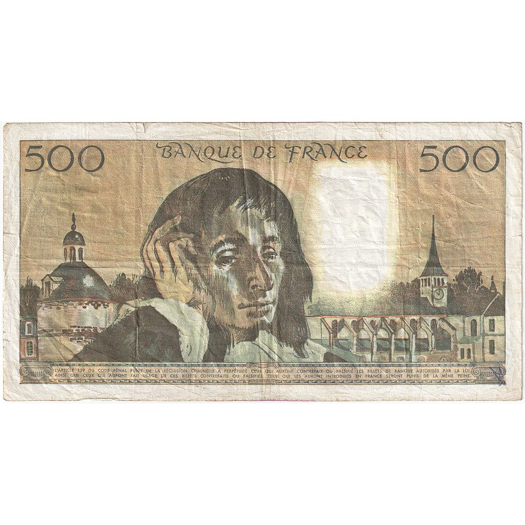 Frankreich, 500 Francs, Pascal, 1980, M.119, S+, Fayette:71.22, KM:156e