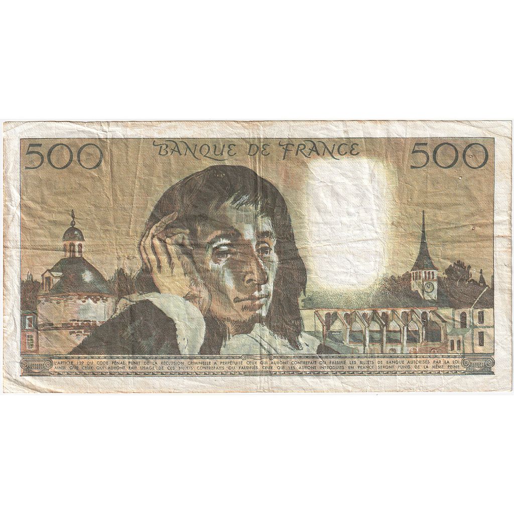 Francja, 500 Francs, Pascal, 1981, C.130, VF(30-35), Fayette:71.23, KM:156e