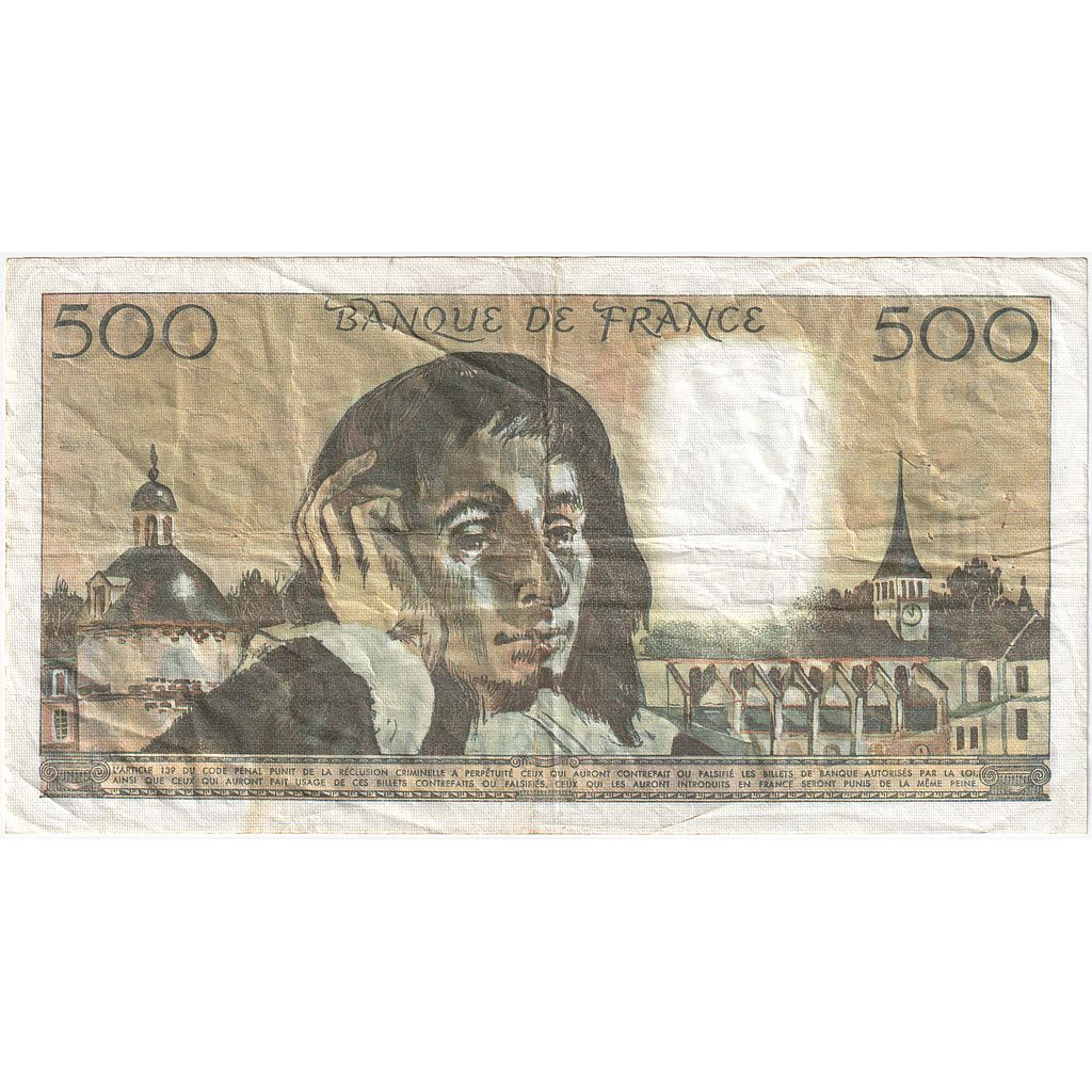 Frankrijk, 500 Francs, Pascal, 1981, F.132, TB+, Fayette:71.23, KM:156e