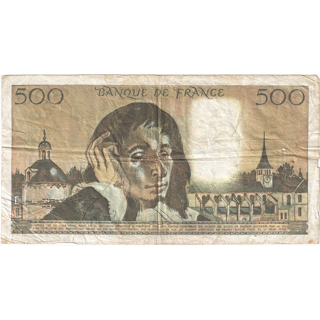 France, 500 Francs, Pascal, 1981, D.131, TB+, Fayette:71.23, KM:156e