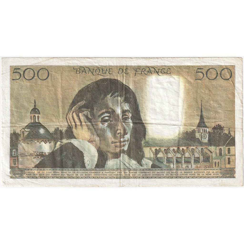 France, 500 Francs, Pascal, 1983, U.178, EF(40-45), Fayette:71.28, KM:156e