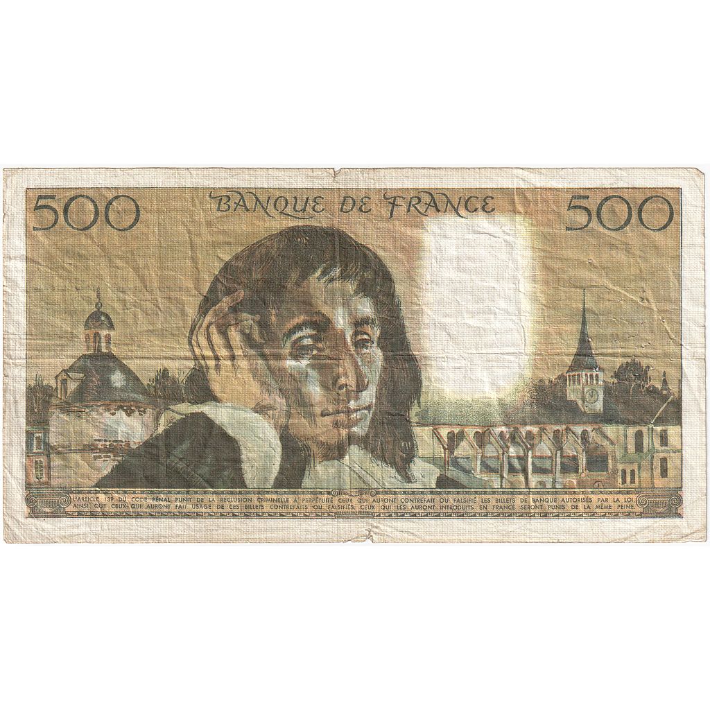 France, 500 Francs, Pascal, 1976, L.58, TB, Fayette:71.14, KM:156d