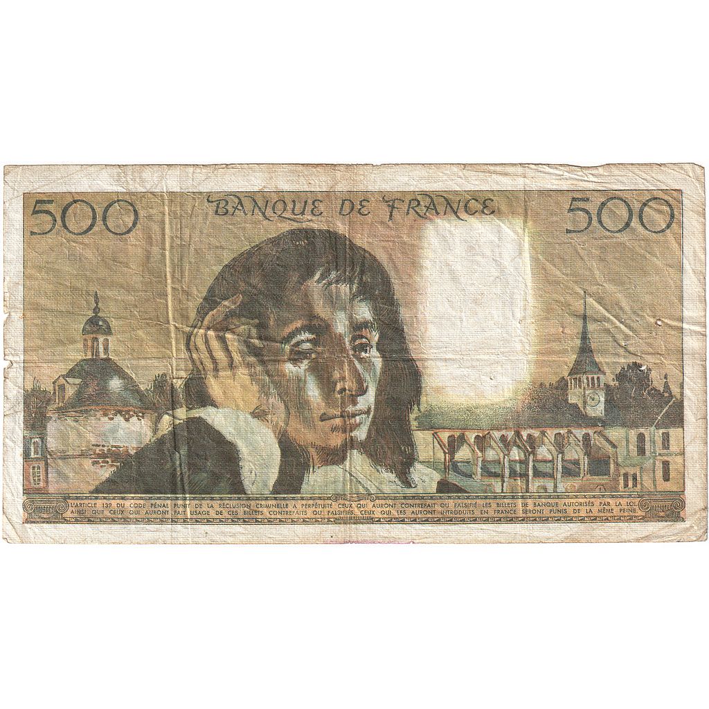 France, 500 Francs, Pascal, 1976, S.58, VF(20-25), Fayette:71.14, KM:156d