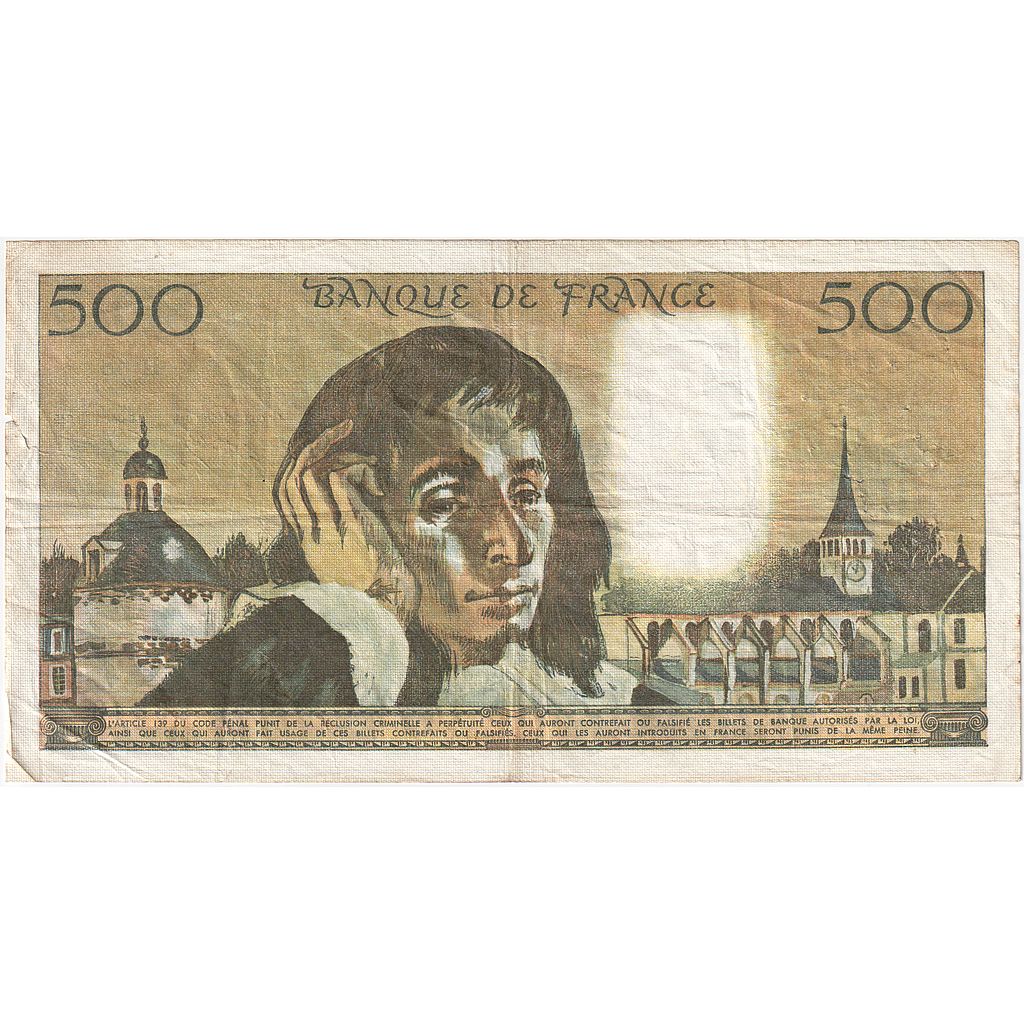 France, 500 Francs, Pascal, 1977, H.68, TB, Fayette:71.16, KM:156d