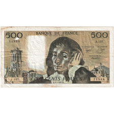 France, 500 Francs, Pascal, 1981, J.137, TB, Fayette:71.23, KM:156e