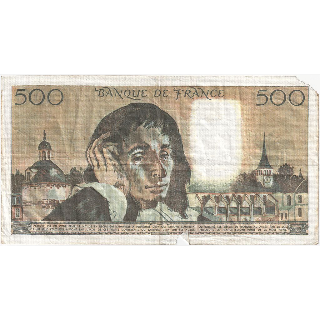 France, 500 Francs, Pascal, 1982, B.156, B, Fayette:71.26, KM:156e