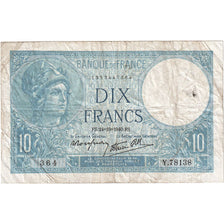 França, 10 Francs, Minerve, 1940, Y.78138, VF(30-35), Fayette:07.18, KM:84