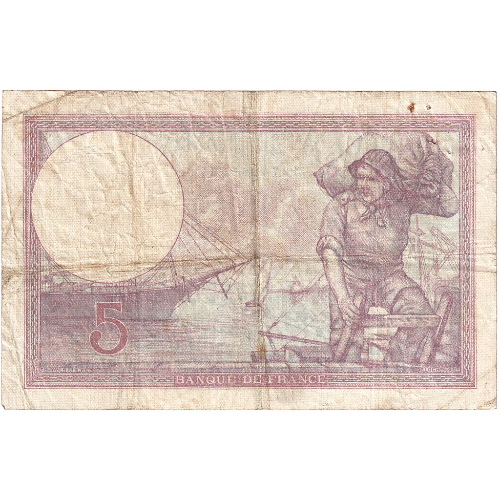 Francja, 5 Francs, Violet, 1932, V.50968, VF(20-25), Fayette:3.16, KM:72d