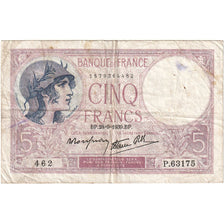 Frankrijk, 5 Francs, Violet, 1939, P.63175, TB+, Fayette:04.10, KM:83