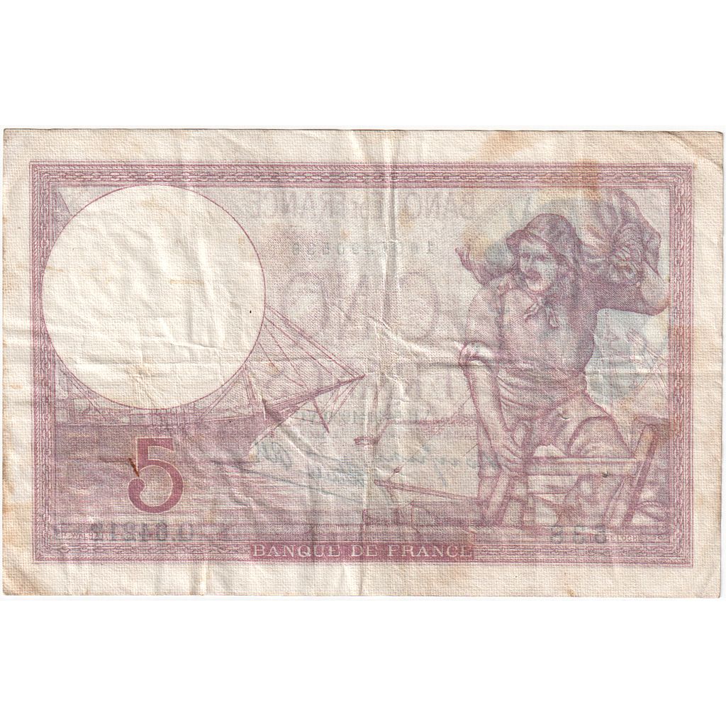 France, 5 Francs, Violet, 1939, Q.64212, VF(20-25), Fayette:04.11, KM:83