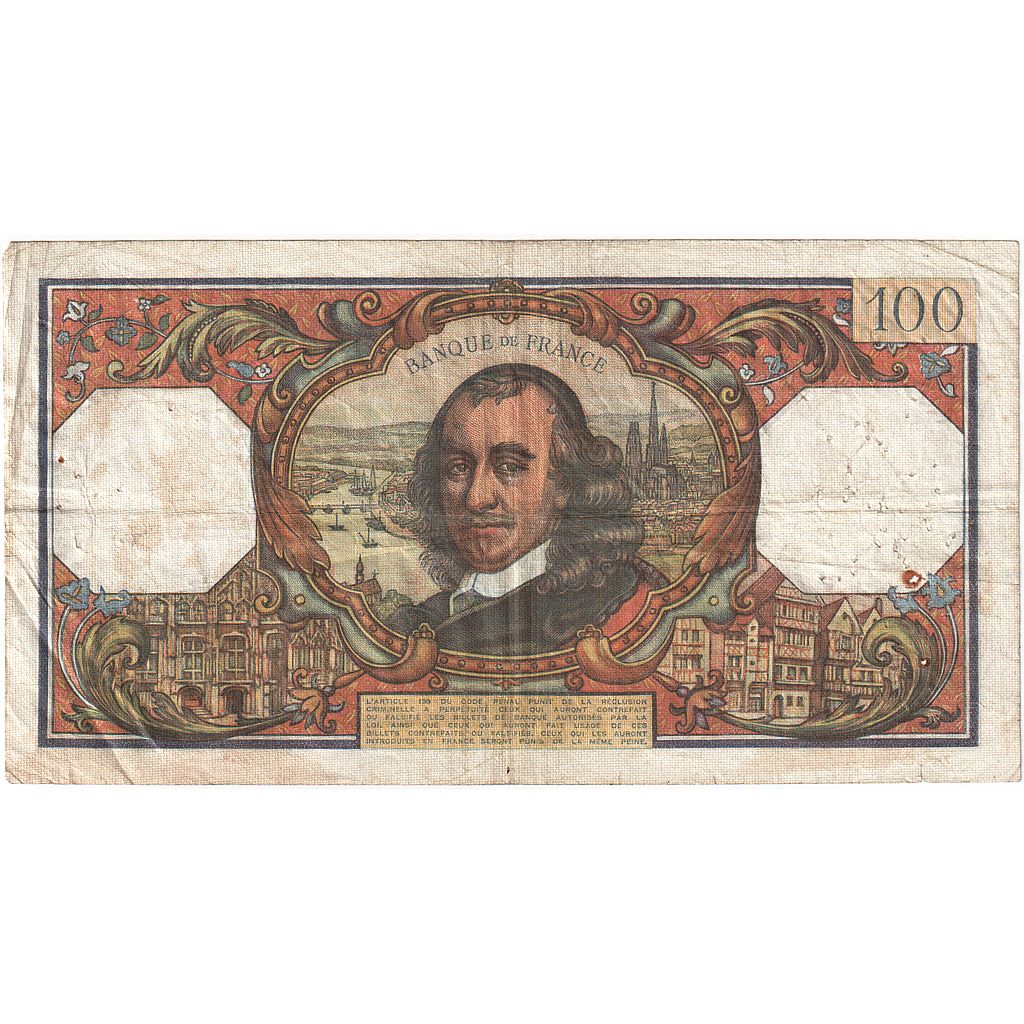 France, 100 Francs, Corneille, 1967, B.279, VF(20-25), Fayette:65.19, KM:154g